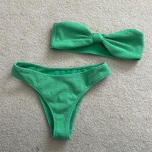 Green strapless bikini set